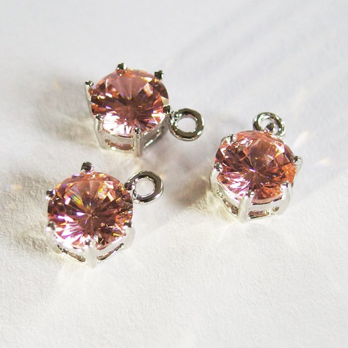 Breloques strass rose lot x3