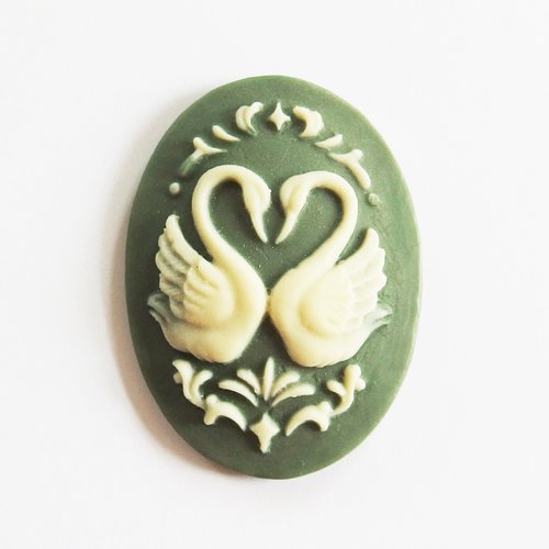 Grand camée cabochon oiseau cygne 3,85cm