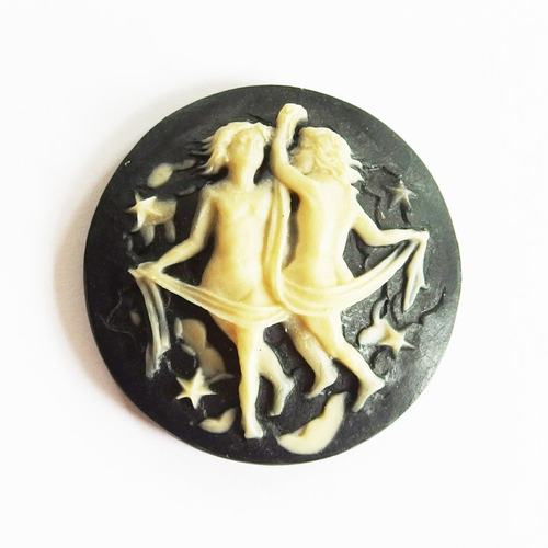 Camée cabochon rond couple dansant 3cm