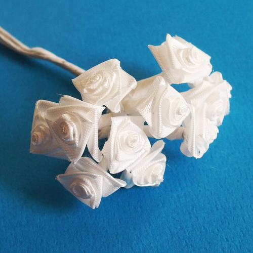 Bouquet fleurs tissu blanc x12
