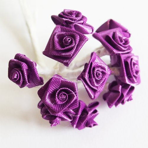 Bouquet fleurs artificielles tissu violet x12