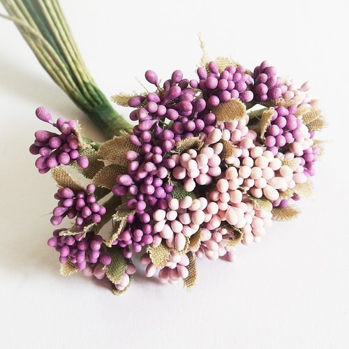 Bouquet fleurs artificielles violet et parme x26