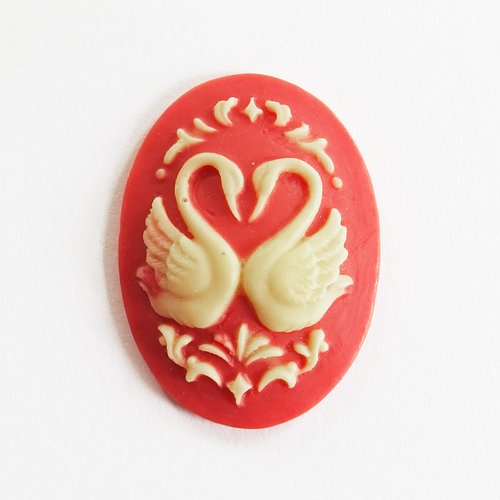 Grand camée cabochon oiseau cygne 3,85cm