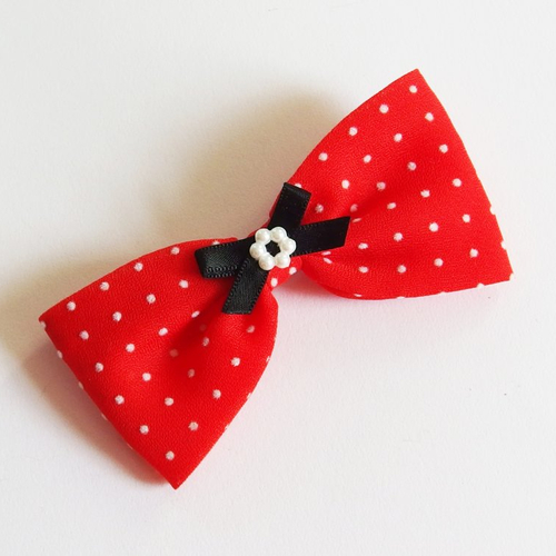 Noeud papillon rouge à pois blancs 8,5cm