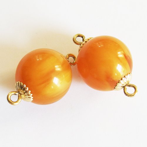Connecteurs haute-couture vintage perle caramel 1,8cm x2
