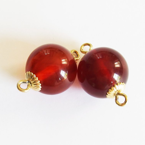Connecteurs haute-couture vintage perle marron 1,8cm x2