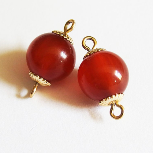 Connecteurs haute-couture vintage perle marron 1,4cm x2