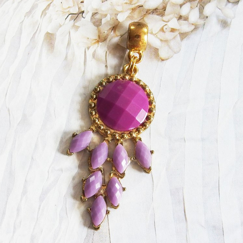 Pendentif baroque romantique or violet 4,5cm