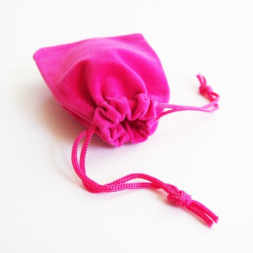 Pochette sac bijoux velours rose fuschia