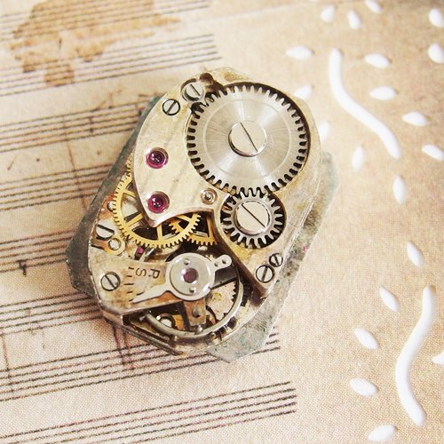 Mécanisme de montre + cadran vintage avec rubis 2cm