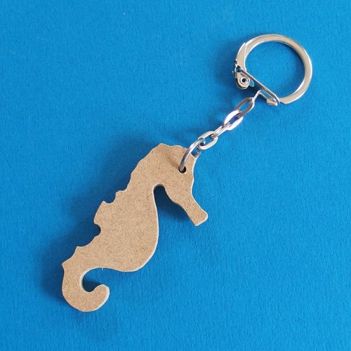 Porte-clé cheval de mer hippocampe bois à customiser