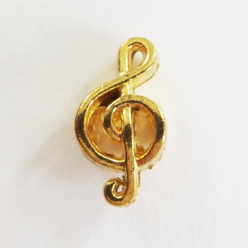 Perle clé de sol musique gros trou métal doré