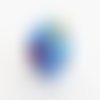 Perle verre lampwork forme ronde bleu-parme 1,5cm