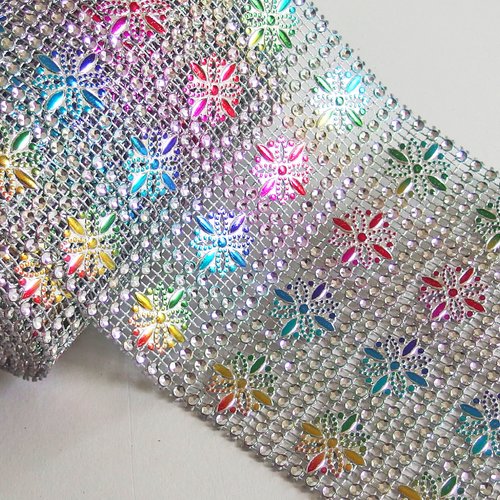 Ruban galon strass fleurs à découper à coller - vendu par 10 cm