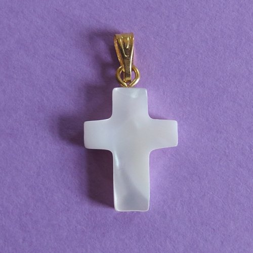Croix breloque pendentif nacre