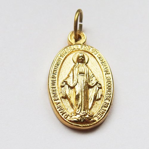 Breloque religieuse vierge marie médaille miraculeuse de la chapelle rue du bac métal doré 2cm