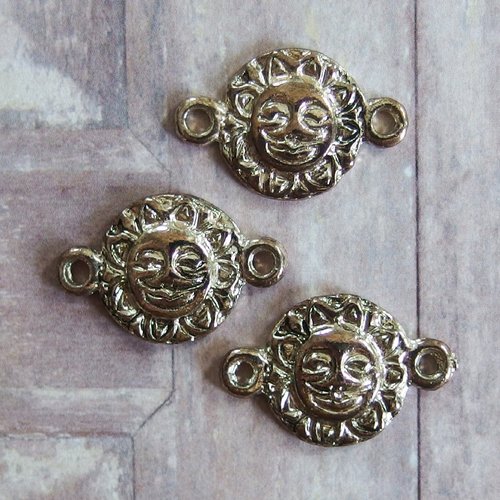 Breloque connecteur soleil métal argent