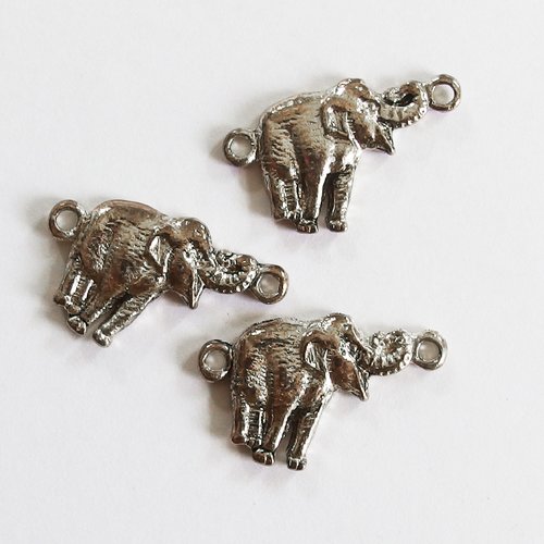 Breloque connecteur éléphant métal argent