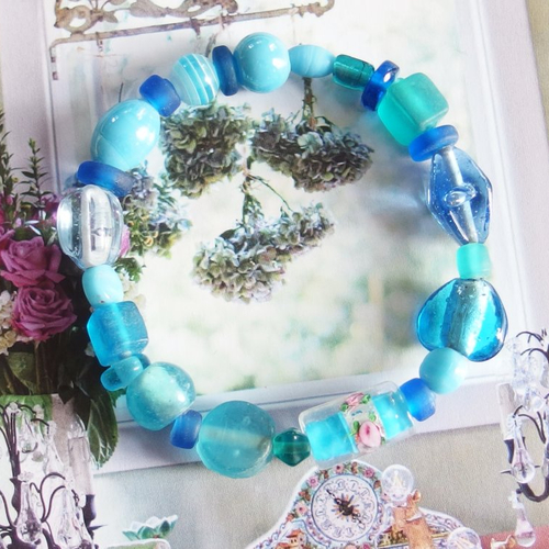 Bracelet femme bohème perles verre murano