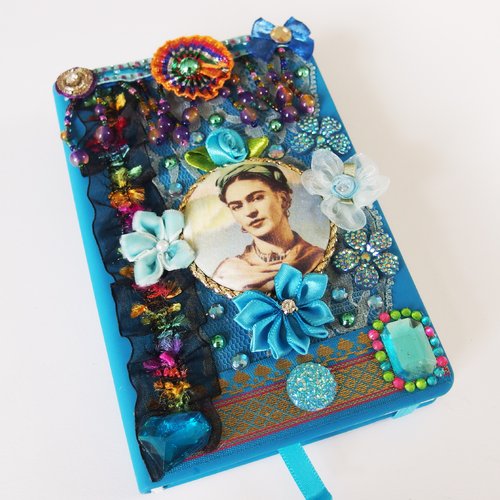 Carnet baroque "esprit frida kahlo" bleu