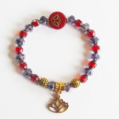 Bracelet yoga zen breloque lotus