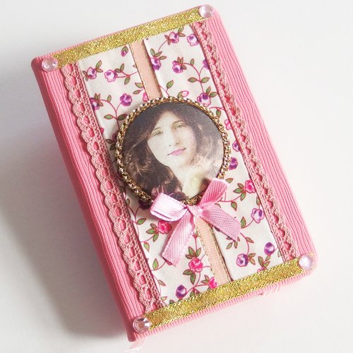 Petit carnet shabby chic "portrait de jeune fille"