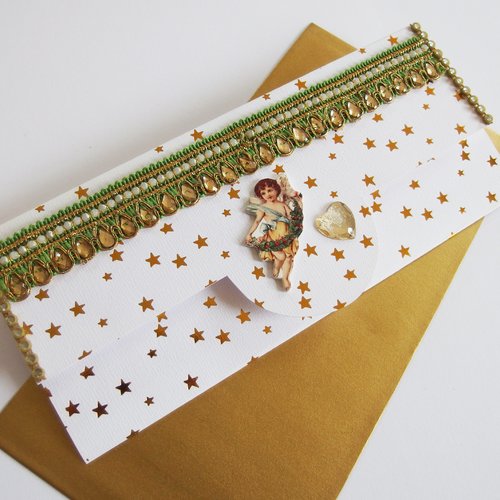 Carte enveloppe pochette vintage pour chèque-cadeau
