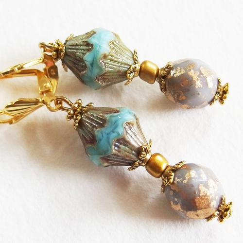 Boucles d'oreilles baroques perles verre tchèque