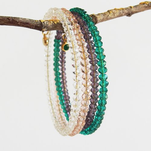 Bracelet manchette boho multirangs perles de verre