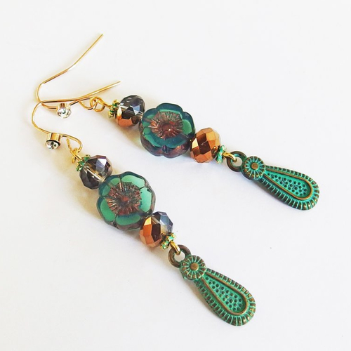 Boucles d'oreilles boho chic verre tchèque