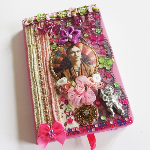 Carnet baroque "esprit frida kahlo" rose