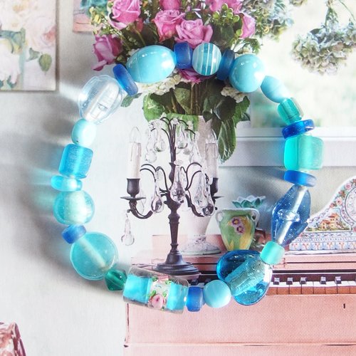Bracelet femme bohème perles verre murano "bientôt la mer..."