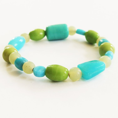 Bracelet femme d'été bohème perles artisanales verre indien