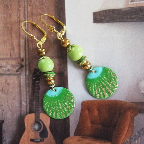 Boucles d'oreilles émail esprit vacances "les champs de blé"