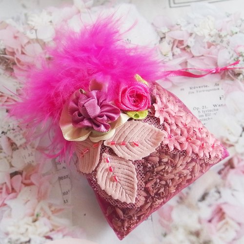Sachet de lavande bio du jardin "rose shabby chic"