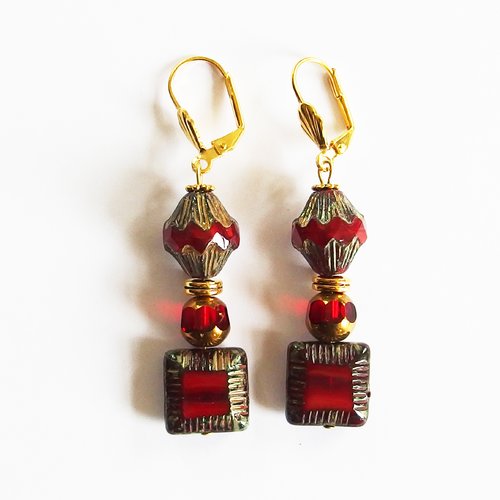 Boucles d'oreilles vintage rouge downton abbey
