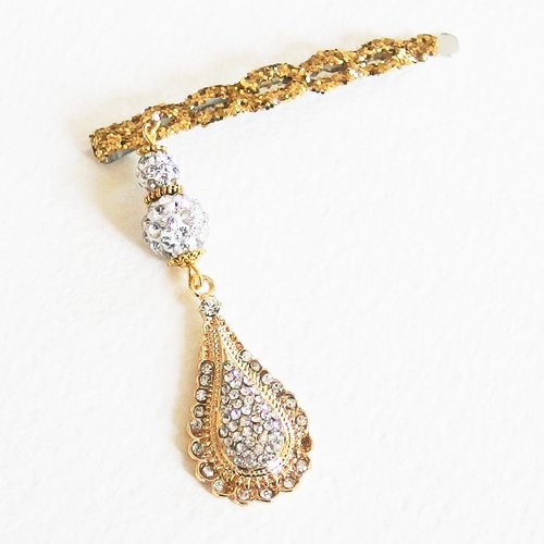 Pince bijou de cheveux strass et or