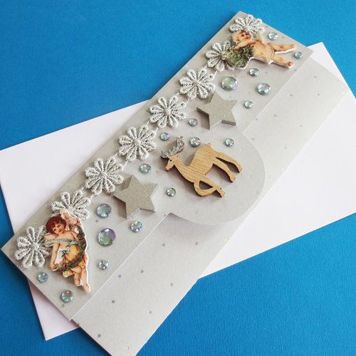 Carte noël meilleurs voeux enveloppe pochette pour chèque-cadeau avec anges