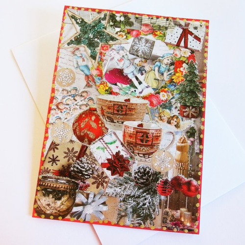 Carte postale collage noël vintage