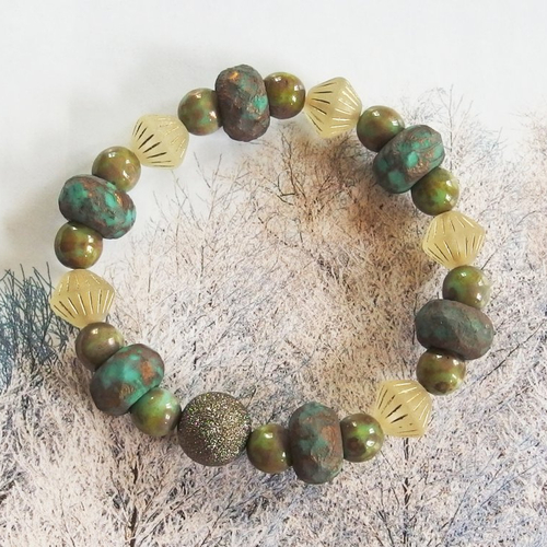 Bracelet perles verre tchèque de bohème "charme d'hiver"