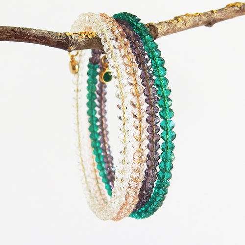 Bracelet boho manchette multirangs perles de verre