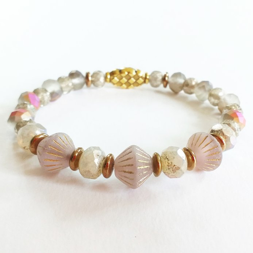 Bracelet shabby chic perles verre tchèque bohème