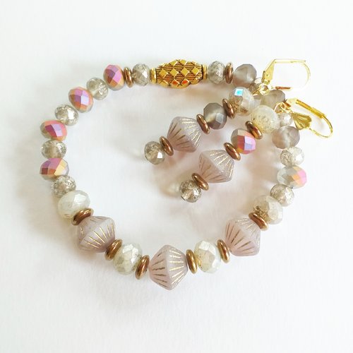 Parure bijoux shabby chic perles tchèques bohème