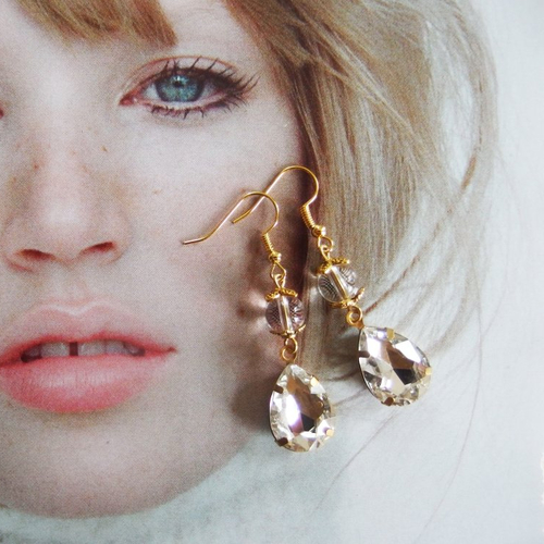 Boucles d'oreilles baroque verre cristal de roche - jour de fête