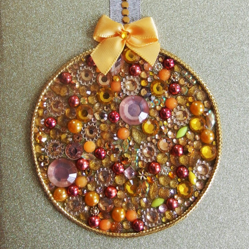 Carte-bijou voeux noël jour de l'an bonne année brillants strass or