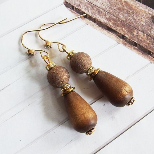 Boucles d'oreilles bois esprit bohème nature