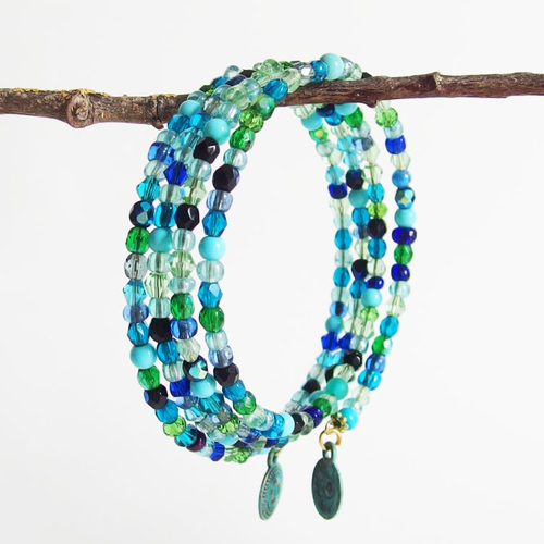 Bracelet boho manchette multirangs "les îles grecques"