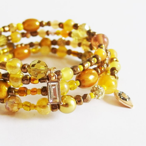 Bracelet manchette multirangs gypsy "le soleil d'or"