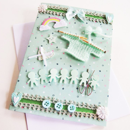 Carte naissance bébé garçon vert et blanc