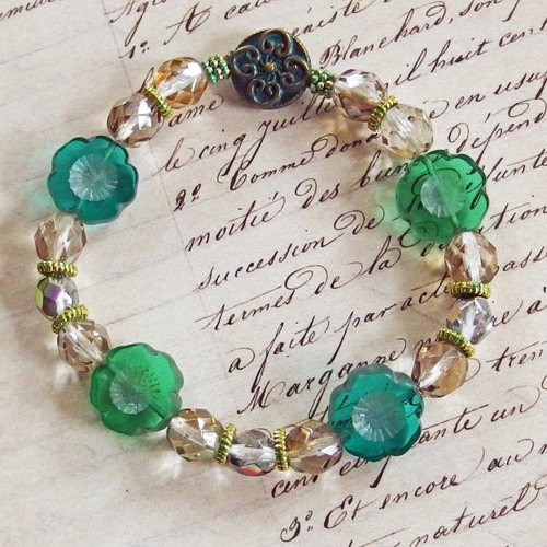 Bracelet perles verre tchèque de bohème romantisme absolu
